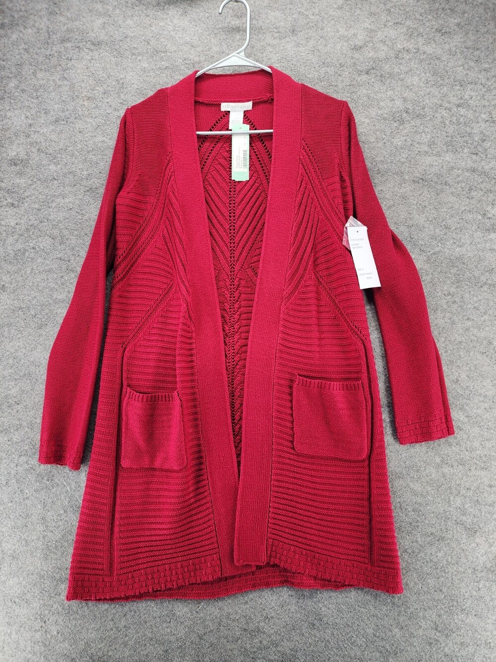 Design History Cardigan Womens Small Linda Pointelle Stitch Fix Red
